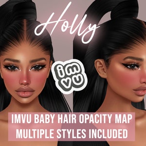 Mapa de opacidade do cabelo de bebê Holly para IMVU | BBH | Textura do cabelo de bebê | Boné elegante | Couro cabeludo para penteados IMVU | Tutoriais e texturas incluídos