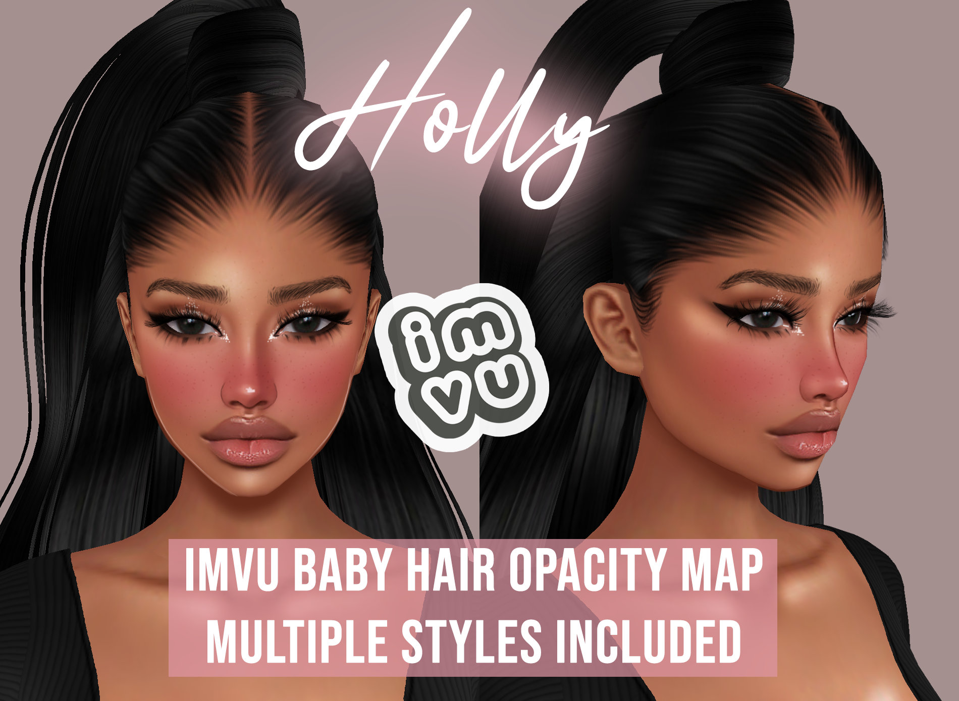 Holly Baby Hair Opacity Map for IMVU BBH Baby Hair Texture Sleek Cap