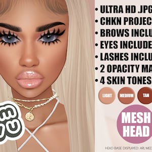 IRVU Mesh Head - Monique High Quality .JPG Texturen, Deckkraft Maps + KOSTENLOSE Texturen für Augen, Brauen, Wimpern mit vorgefertigtem Chkn Projekt