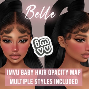 Mapa de opacidad del cabello de bebé Belle para IMVU / BBH / Textura de cabello de bebé / Gorra elegante / Cuero cabelludo para peinados de IMVU / Tutoriales y texturas incluidos