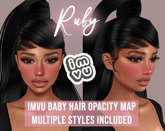 Ruby Baby Hair Opacity Map for IMVU | BBH | Baby hair texture | Sleek cap | Scalp for IMVU hairstyles | Tutorials and Textures Included
