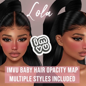 Mapa de opacidade do cabelo de bebê Lola para IMVU | BBH | Textura do cabelo de bebê | Boné elegante | Couro cabeludo para penteados IMVU | Tutoriais e texturas incluídos