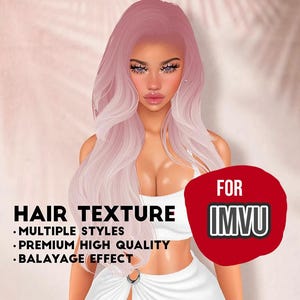 Textura de cabello IMVU Balayage - Taffy - Tono rubio Texturas premium de alta calidad Tamaño 256x256 Múltiples estilos incluidos Paquete único