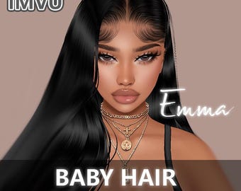 Emma Baby Hair Opacity Map for IMVU | BBH | Baby hair texture | Sleek cap | Scalp for IMVU hairstyles | Tutorials and Textures Included