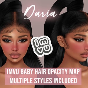 Mapa de opacidade do cabelo de bebê Daria para IMVU | BBH | Textura de cabelo de bebê | Boné elegante | Couro cabeludo para penteados IMVU | Tutoriais e texturas incluídos