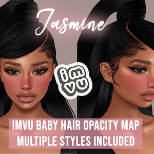 Mapa de opacidad del cabello de bebé Jasmine para IMVU / BBH / Textura de cabello de bebé / Gorra elegante / Cuero cabelludo para peinados de IMVU / Tutoriales y texturas incluidos