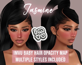Jasmine Baby Hair Opacity Map for IMVU | BBH | Baby hair texture | Sleek cap | Scalp for IMVU hairstyles | Tutorials and Textures Included