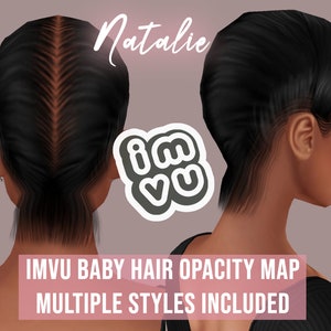 Carte de l'opacité des cheveux de bébé Natalie pour IMVU | BBH | Texture de cheveux de bébé | Casquette élégante | du cuir chevelu pour les coiffures IMVU | Tutoriels et textures inclus