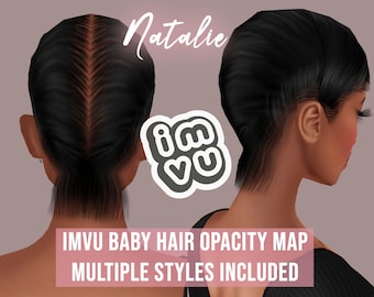 Natalie Baby Hair Opacity Map for IMVU | BBH | Baby hair texture | Sleek cap | Scalp for IMVU hairstyles | Tutorials and Textures Included