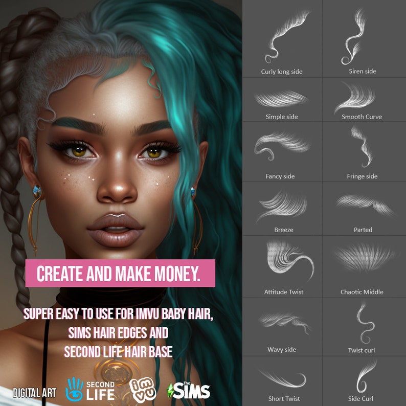 Baby Hair Brushes for Digital Art IMVU Etsy