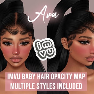 Mapa de opacidad del cabello de Ava Baby para IMVU / BBH / Textura de cabello de bebé / Gorra elegante / Cuero cabelludo para peinados de IMVU / Tutoriales y texturas incluidos
