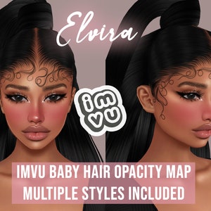 Mapa de opacidad del cabello de bebé Elvira para IMVU / BBH / Textura de cabello de bebé / Gorra elegante / Cuero cabelludo para peinados de IMVU / Tutoriales y texturas incluidos