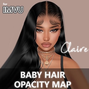 Mapa de opacidad del cabello de bebé de Tessa para IMVU / BBH / Textura de cabello de bebé / Gorra elegante / Cuero cabelludo para peinados de IMVU / Tutoriales y texturas incluidos