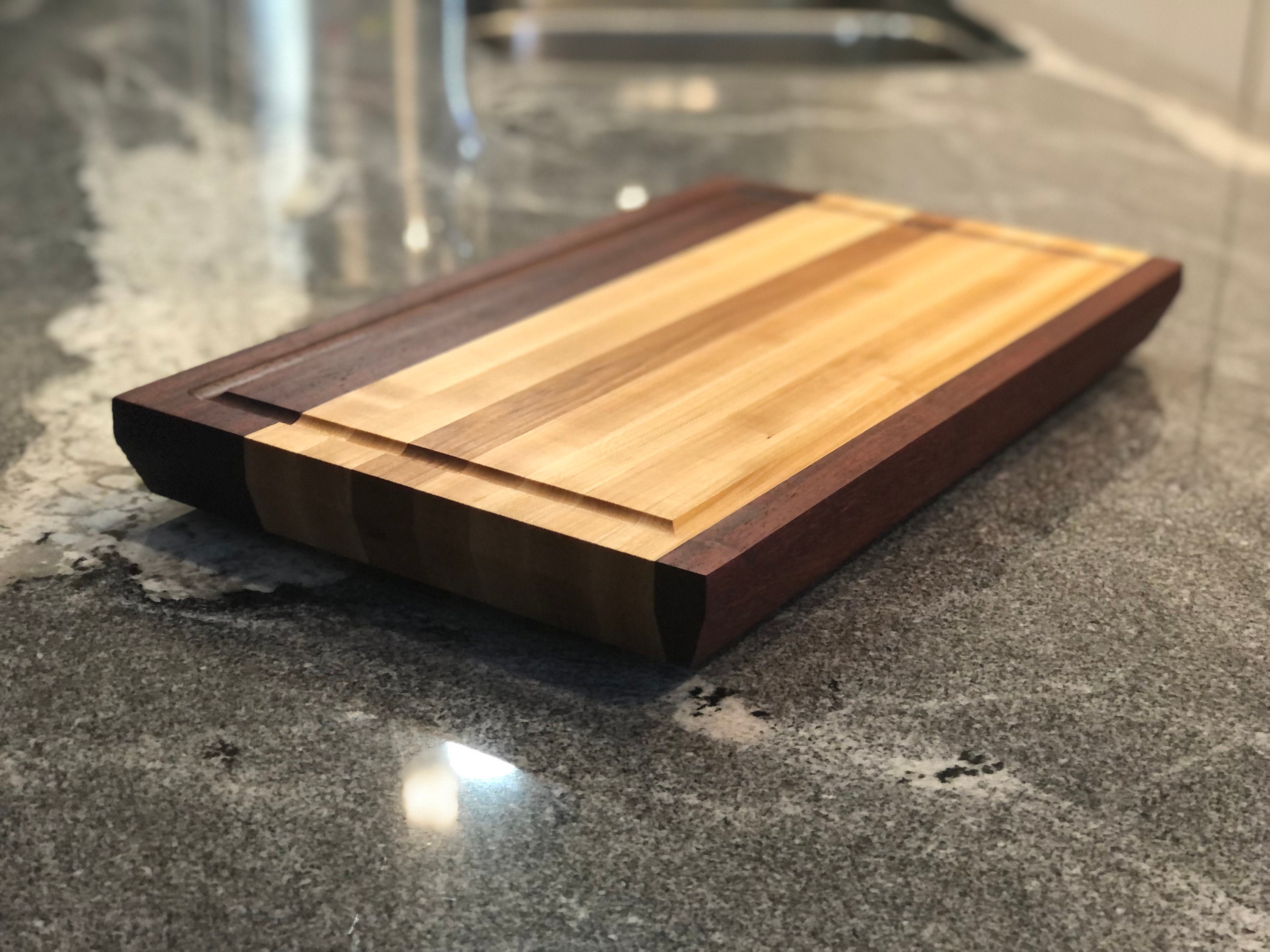  The Fine Living Co. Cutting Board, Neem Wood Chopping Board  with Handle, 0.6 Thick Chopping Board with Juice Grooves, Non-slip Board  for Kitchen Countertop, Food-grade Wooden Board, 20x10: Home & Kitchen