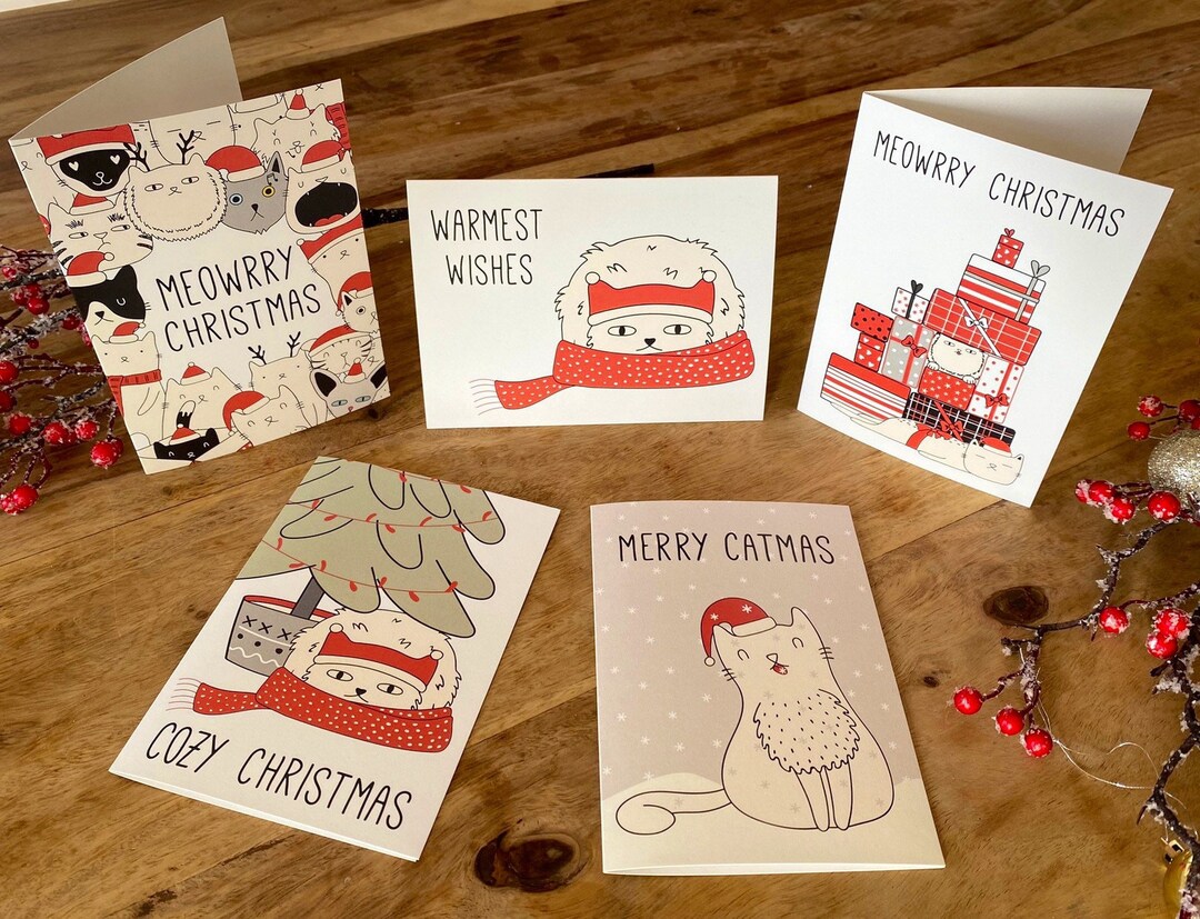 5er oder 10er Set Weihnachtskarten mit 10 süßen lustigen Etsy.de
