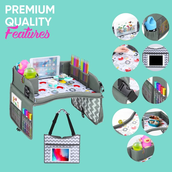 Premium Kids Travel Tray, Car Seat Travel Tray, Toddler Travel Essentials,  Activity Tray Table, Waterproof Surface, Dry Erase Board and More 