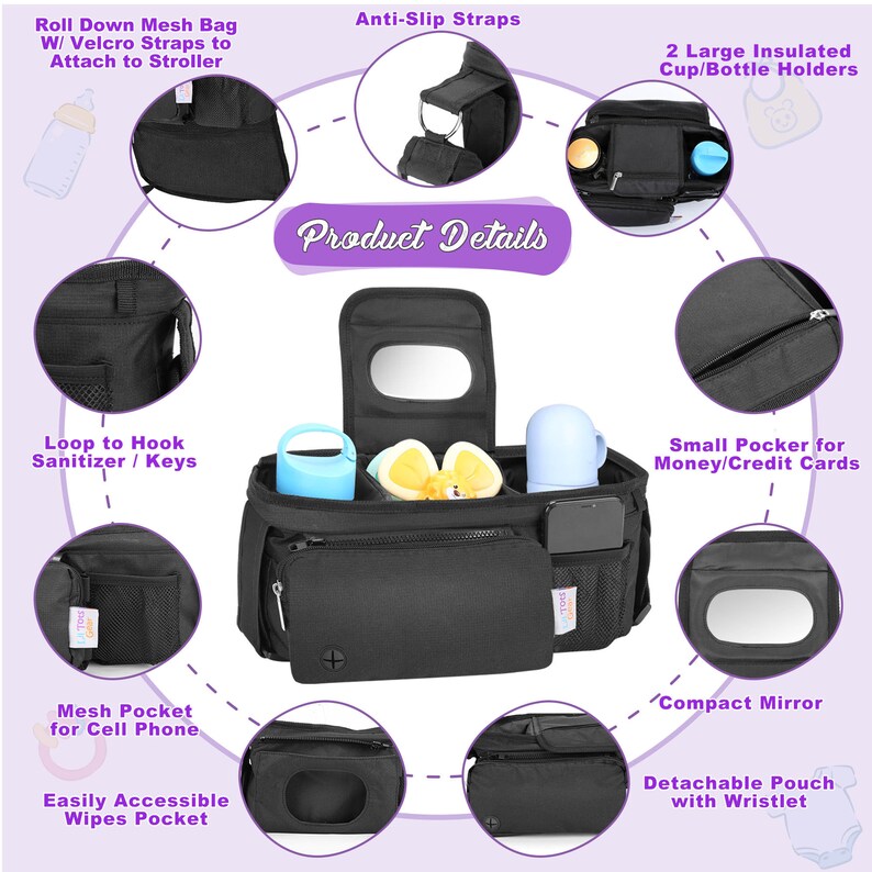 Stroller Organizer Caddy Stroller Caddy Cup Holder for Etsy