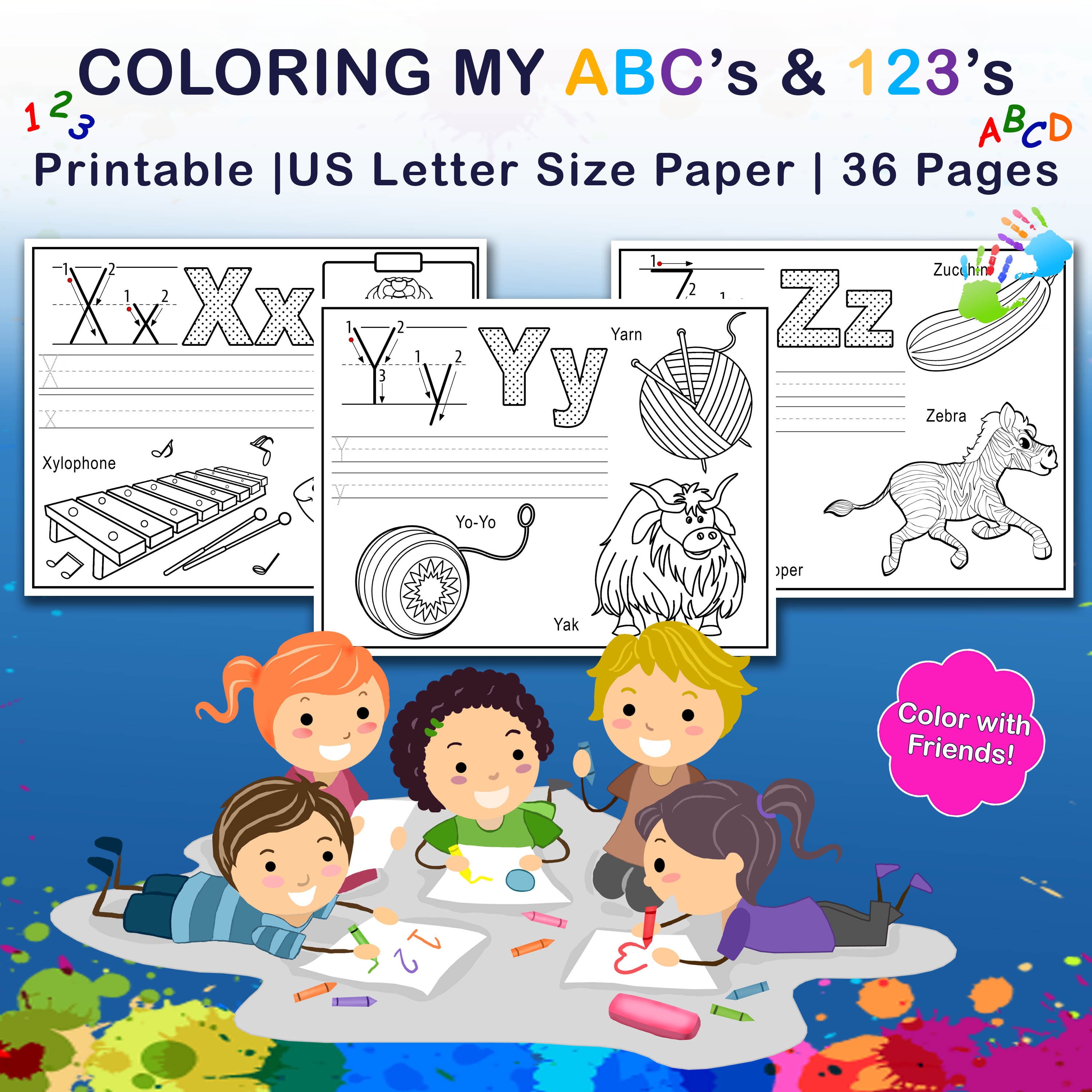 Coloring Pages for Kids, 36 Printable Color Pages for Kids, Preschool