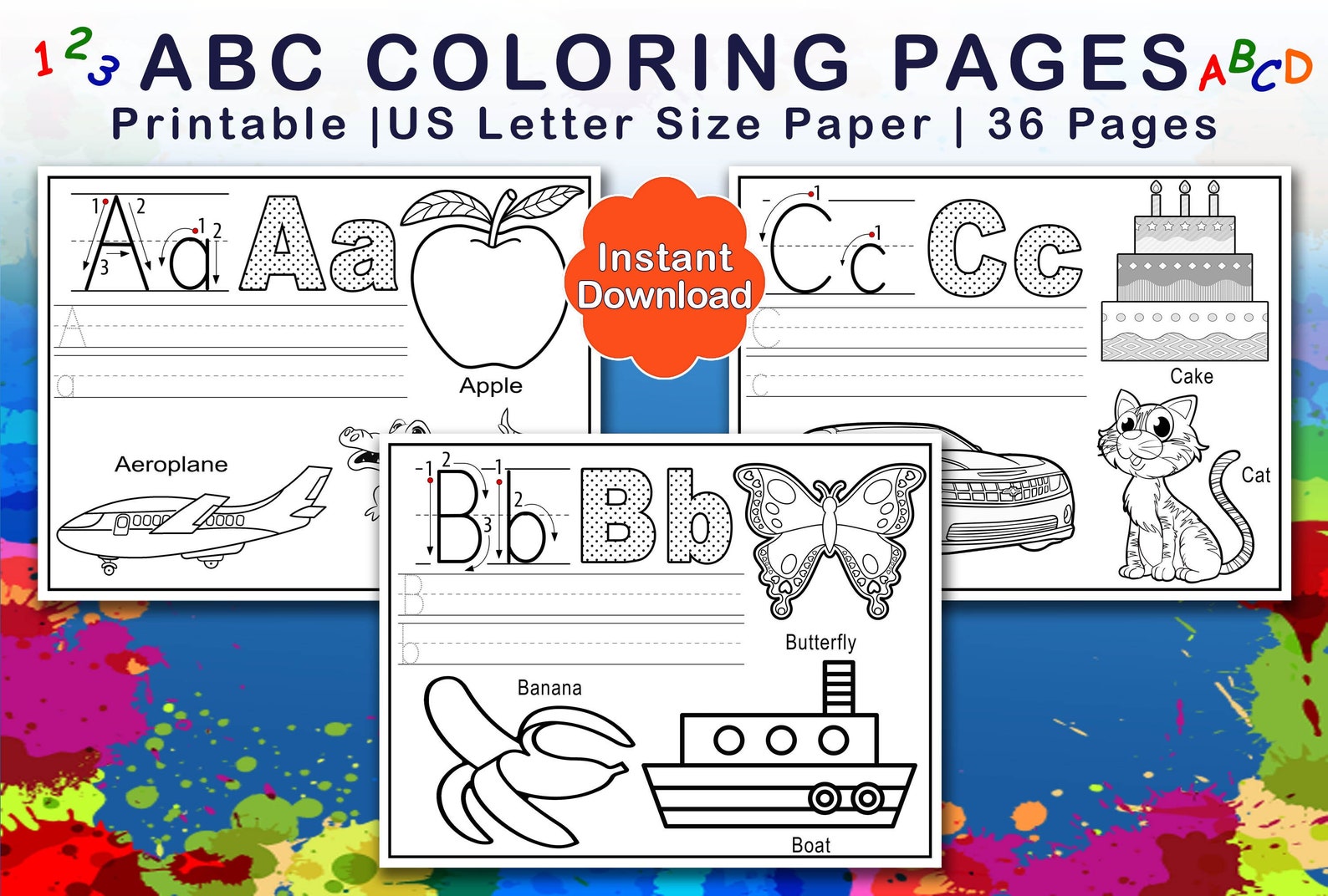 Coloring Pages for Kids, 36 Printable Color Pages for Kids, Preschool