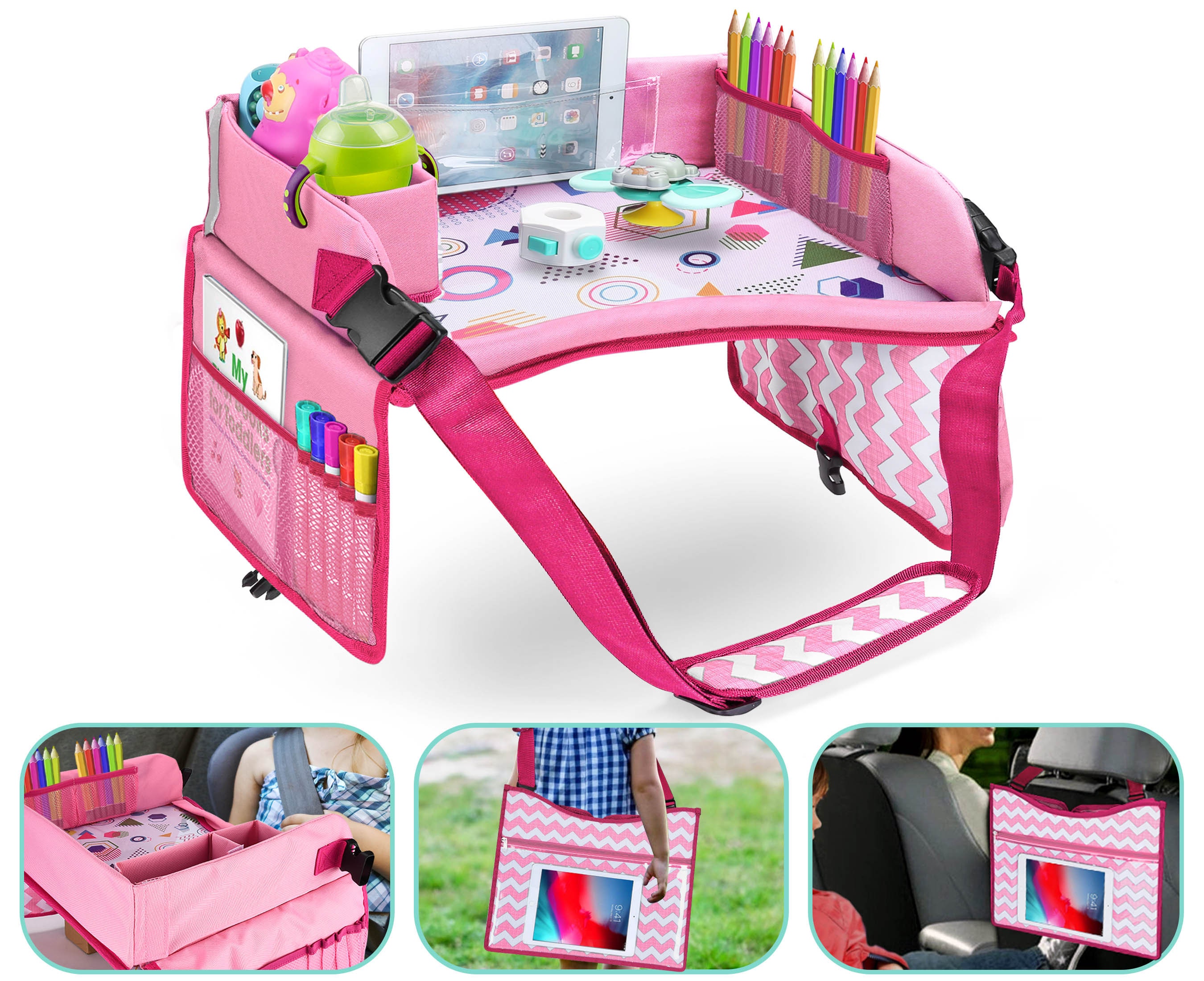 PILLANI Kids Travel Tray for Car - Car Seat Tray for Kids Travel, Car Trays  for Kids