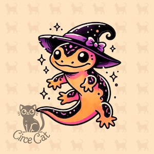 Salamander Witch PNG, Halloween PNG, Cute Halloween, Fall PNG, Digital Download