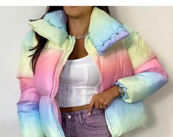 puffy rainbow jacket