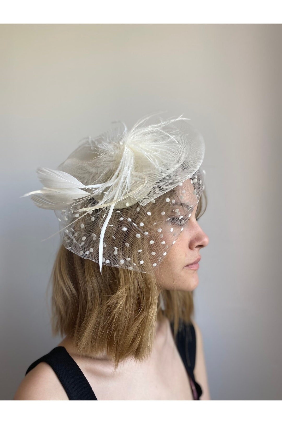 Cream Wedding Hat Voile Hat Bridal Accessory Etsy