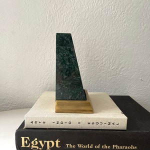 MCM green marble + brass bookend | vintage shelf decor