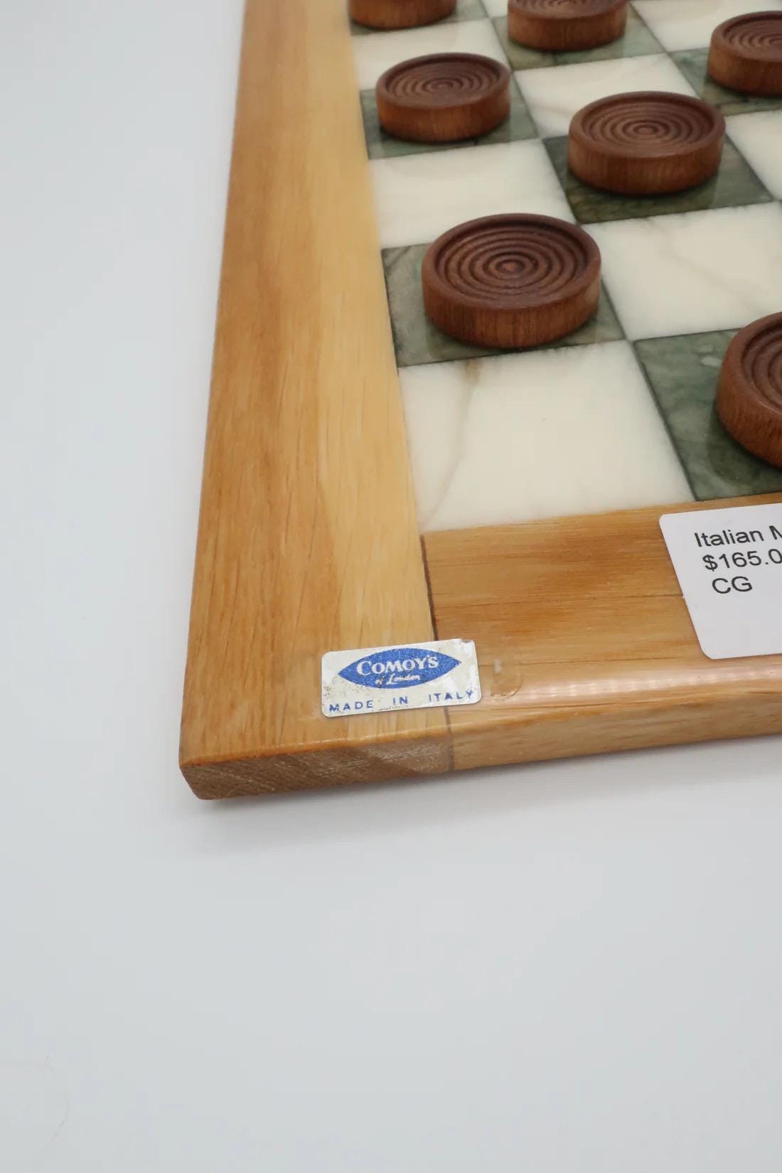 Ceramic Checkers Italian Marble & Wood Checkers Set - Etsy