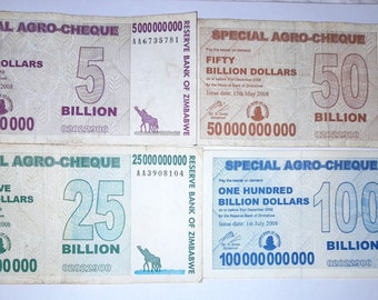 Used 5,25,50,100 Billion Zimbabwe Dollars