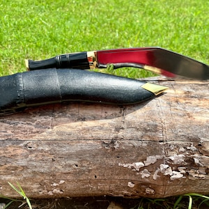 Handcrafted Full Tang Kukri | 9&quot; Hunting Knife with Wood and Bone Handle | Ideal for Camping, Meat Cleaving, Outdoor Adventures, Collectors
