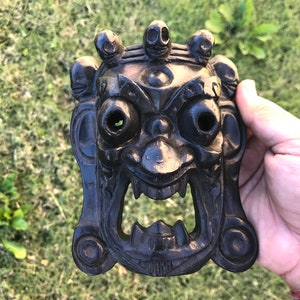 5&quot; Black Bhairab Wall Hanging Art, Bhairava Mask, Wall Decor for Good Energy, Handmade Mask from Nepal