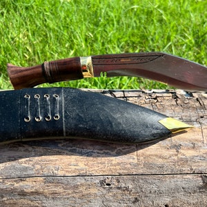 Nepalese Kukri Knife 8-Inch Khukuri Military Knife with Sheath, Carbon Steel Blade for Hunting and Cutting, Handmade Gift for Husband
