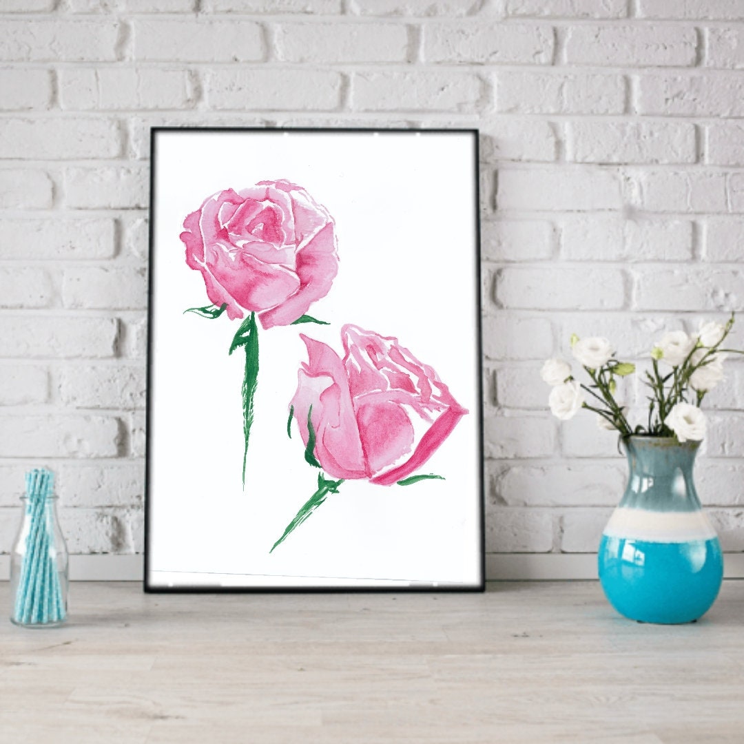 Aw Print Roses Pink Roses Watercolour Print A4 - Etsy