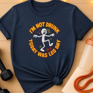 I&#39;m Not Drunk Unisex Gym Tee | Funny Post-Leg Day Humor | Unisex Cotton Tee for Squats, Lunges, Stairs | Workout, Fitness, Gym Gift