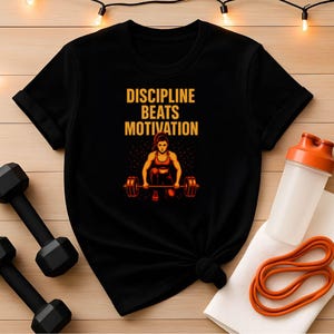 Discipline Gym Tee| Beats Motivation Unisex Shirt, Fierce Fitness Top for Women, Lifters & Workout Warriors, Short Sleeve T-Shirt