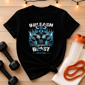 Gym T-Shirt: Unleash Your Inner Beast | Workout Clothes for Men & Women | Stylish Gymwear and Gear | Great Gift Idea