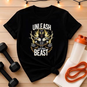Gym Clothes - Unleash Your Inner Beast Tee | Fun Gym Outfit for Men and Women | Stylish Workout Gear & Apparel Gift