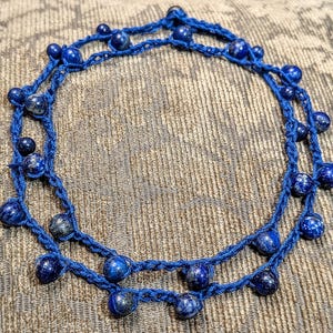 Hand-Made Crocheted Necklaces with Large Gemstone Beads