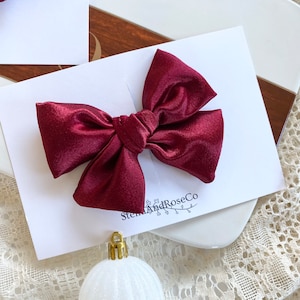 Red Satin Baby Bow, Satin Baby Headband, Baby Bows, Red Satin Hair Bow, Satin Baby Headband, Baby Nylon Headband Bos, Red Satin BabyHeadband