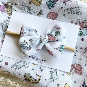 Disney Princess, Disney, Disney Muslin Baby Bow, Muslin Princess Print, Baby Shower Gift, Nursery Gift, Disney Nursery
