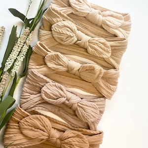 Baby Headbands, Girls hair bows, turban headbands, Earth Tone Bows, Baby bows, knot bow, knit headbands, Newborn baby bow, baby shower gift,