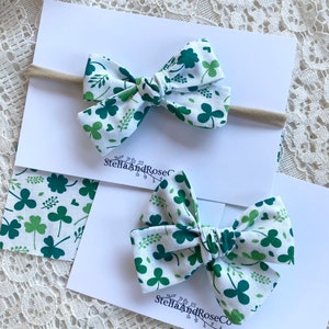 Shamrock Baby Bow, St. Patrick’s Day Baby Headband, Newborn Shamrock Hair Bow, St. Patrick’s Day Hair Bow, Matching Hair Bows, St.Patrick&#39;s