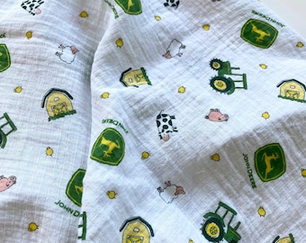 John Deere Swaddle Blanket, John Deere Muslin Swaddle Blanket, Swaddle Blanket, Muslin Swaddle, Baby Shower Gift, John Deere Nursery
