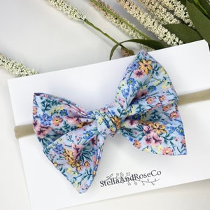 Floral Baby Bow, Springtime baby bow, baby headband, baby bows, newborn baby bows,