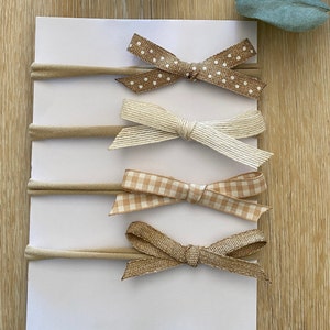 Neutral Baby Bows, Baby Bow Set, Newborn Baby Bow Set, Baby Headbands, Cotton bows, Baby Girl Bow, Baby Bows, Girls Hair Bows