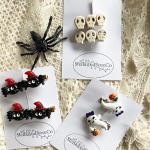 Halloween Hair Clips, Halloween Baby Hair Accessories, Skull Hair Clips, Spider Hair Clips, Ghost Hair Clips, Bat Hair Accessories
