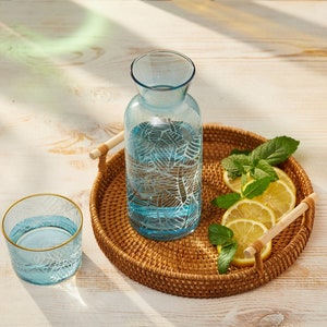 800ml Bedside Water Carafe with Bamboo Lid and Glass Cups Set