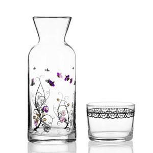 Bedside Water Carafe Glass Set with Tumbler 700ml, Gothic Design All One Carafe Cup Set Pitcher Jug immagine 2
