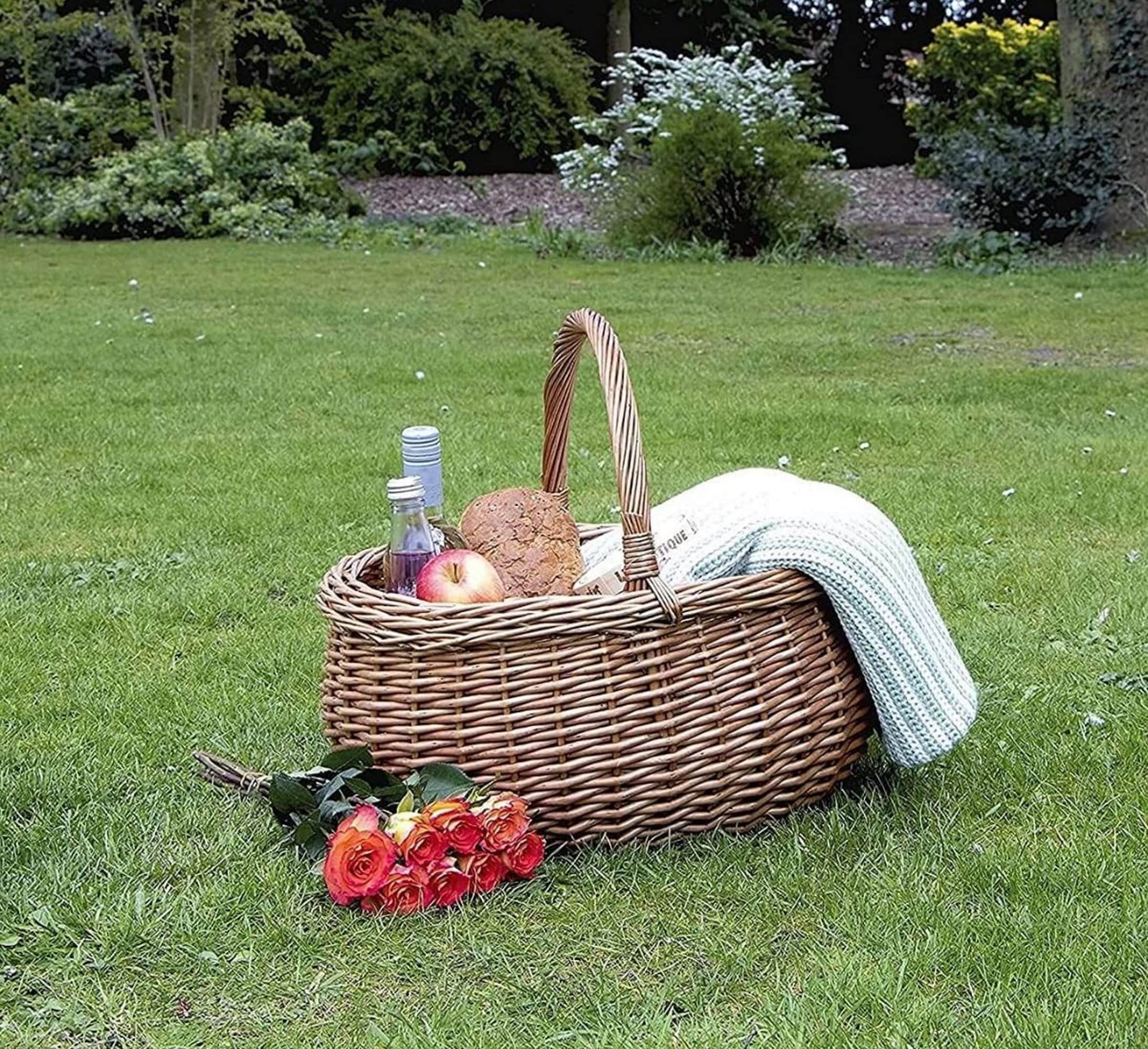 Wicker Shopping Basket With Handle Willow Oval Deluxe Etsy UK